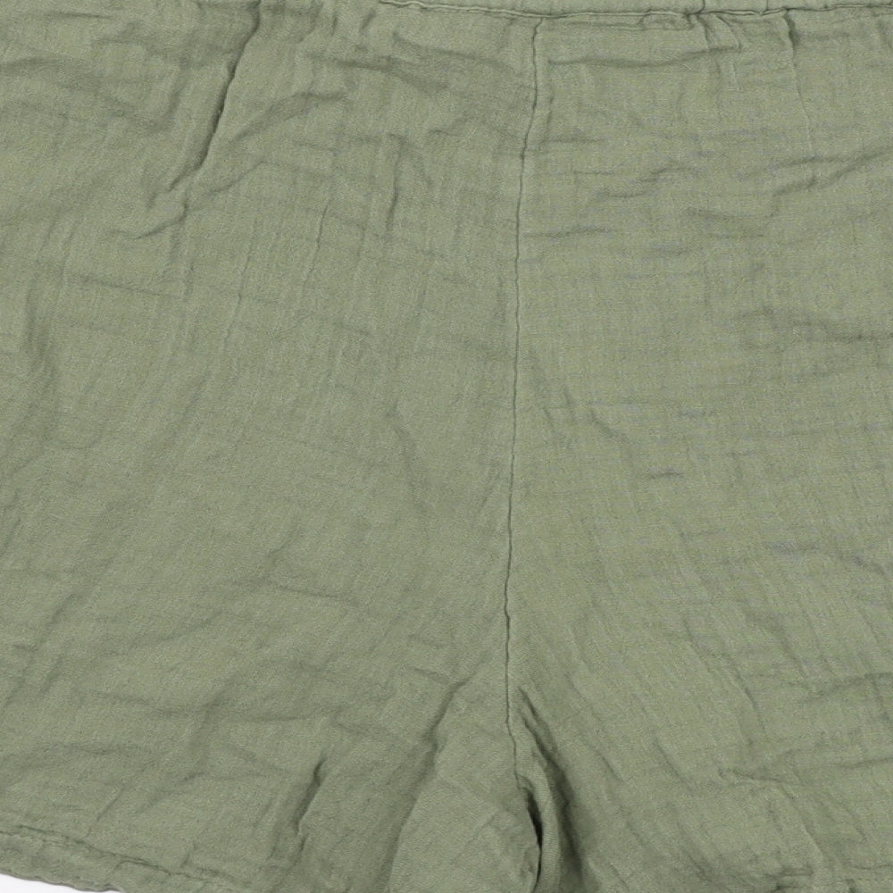 Marks and Spencer Womens Green Cotton Sweat Shorts Size 24 L4 in Regular Pull On