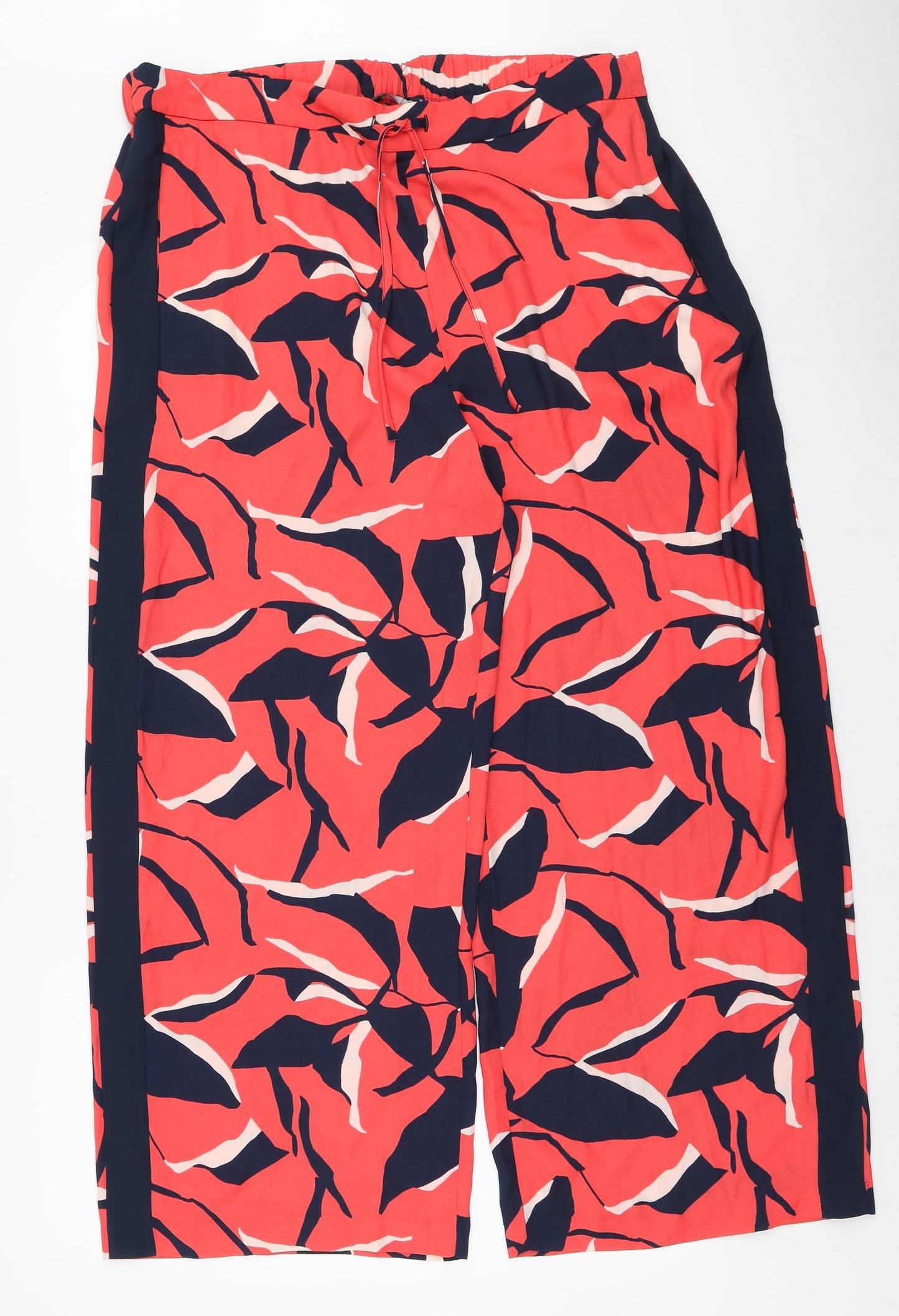 Marks and Spencer Womens Orange Geometric Polyester Bloomer Trousers Size 20 L28 in Regular Drawstring