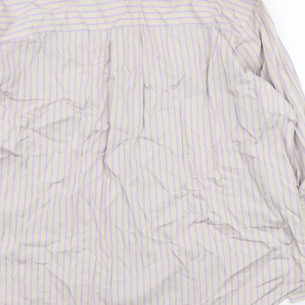 Marks and Spencer Womens Purple Striped Cotton Basic Button-Up Size 18 Collared