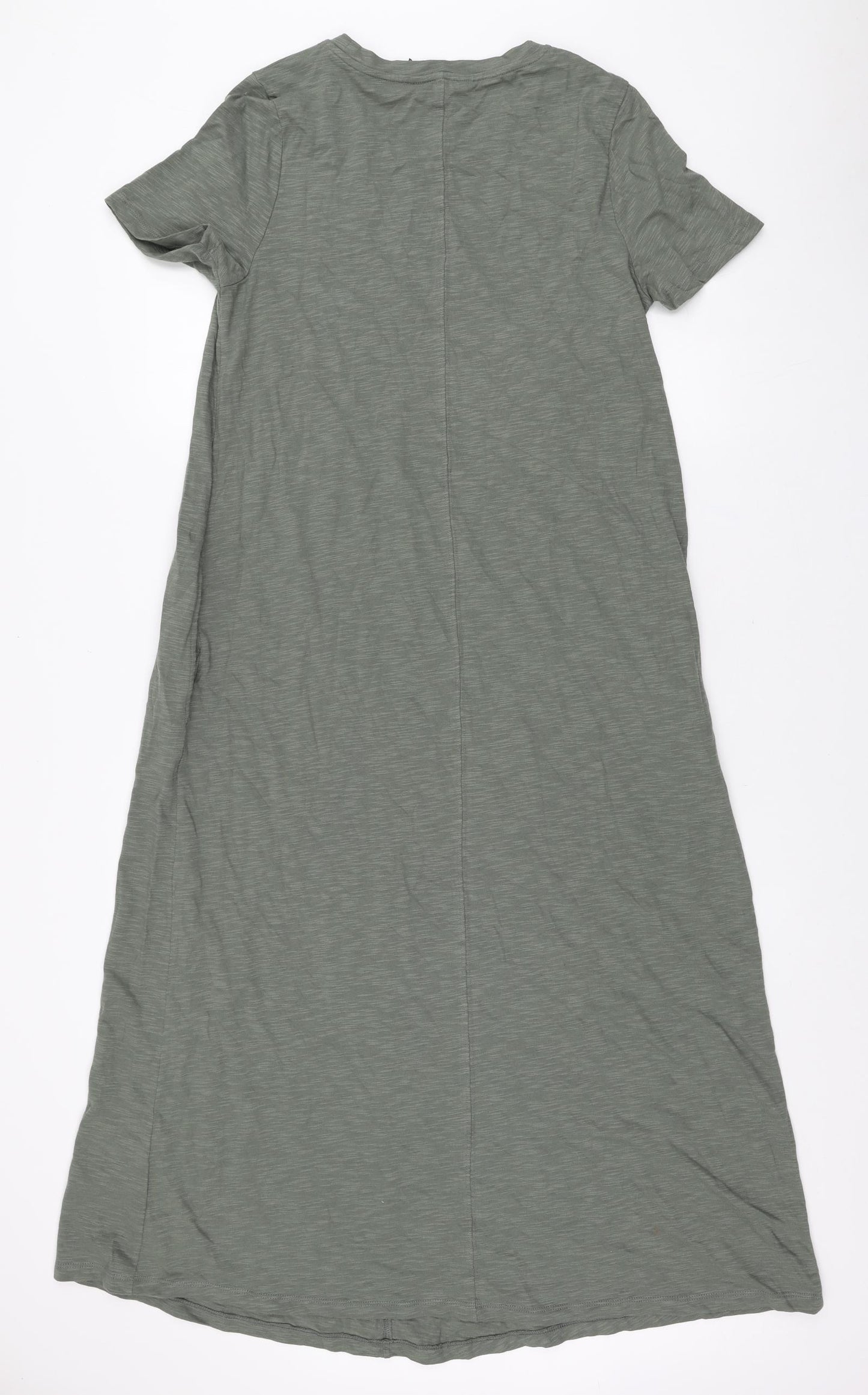 Marks and Spencer Womens Green Cotton T-Shirt Dress Size 12 Round Neck Pullover