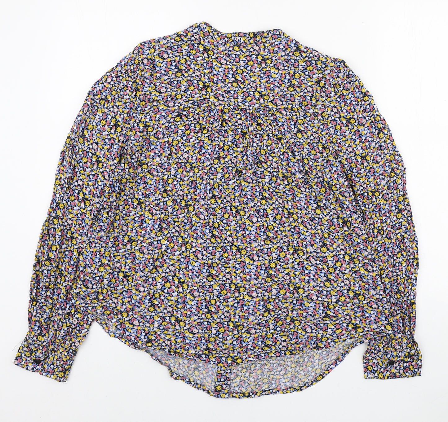 Marks and Spencer Womens Multicoloured Floral Viscose Basic Button-Up Size 10 Round Neck