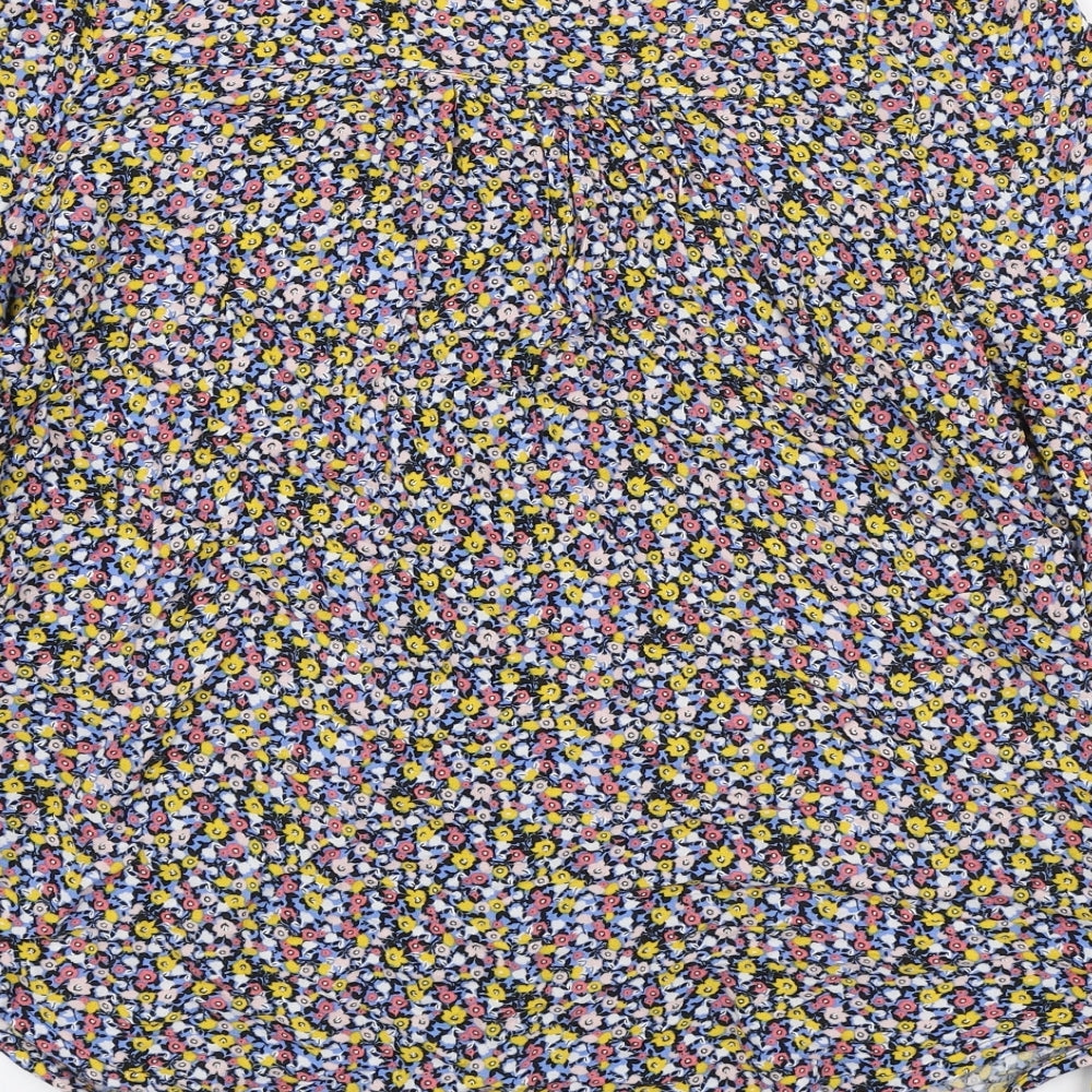 Marks and Spencer Womens Multicoloured Floral Viscose Basic Button-Up Size 10 Round Neck