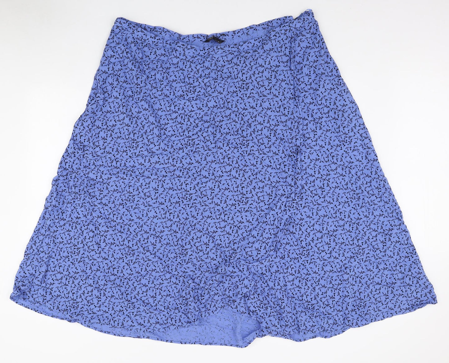 Marks and Spencer Womens Blue Floral Viscose Wrap Skirt Size 24 Zip