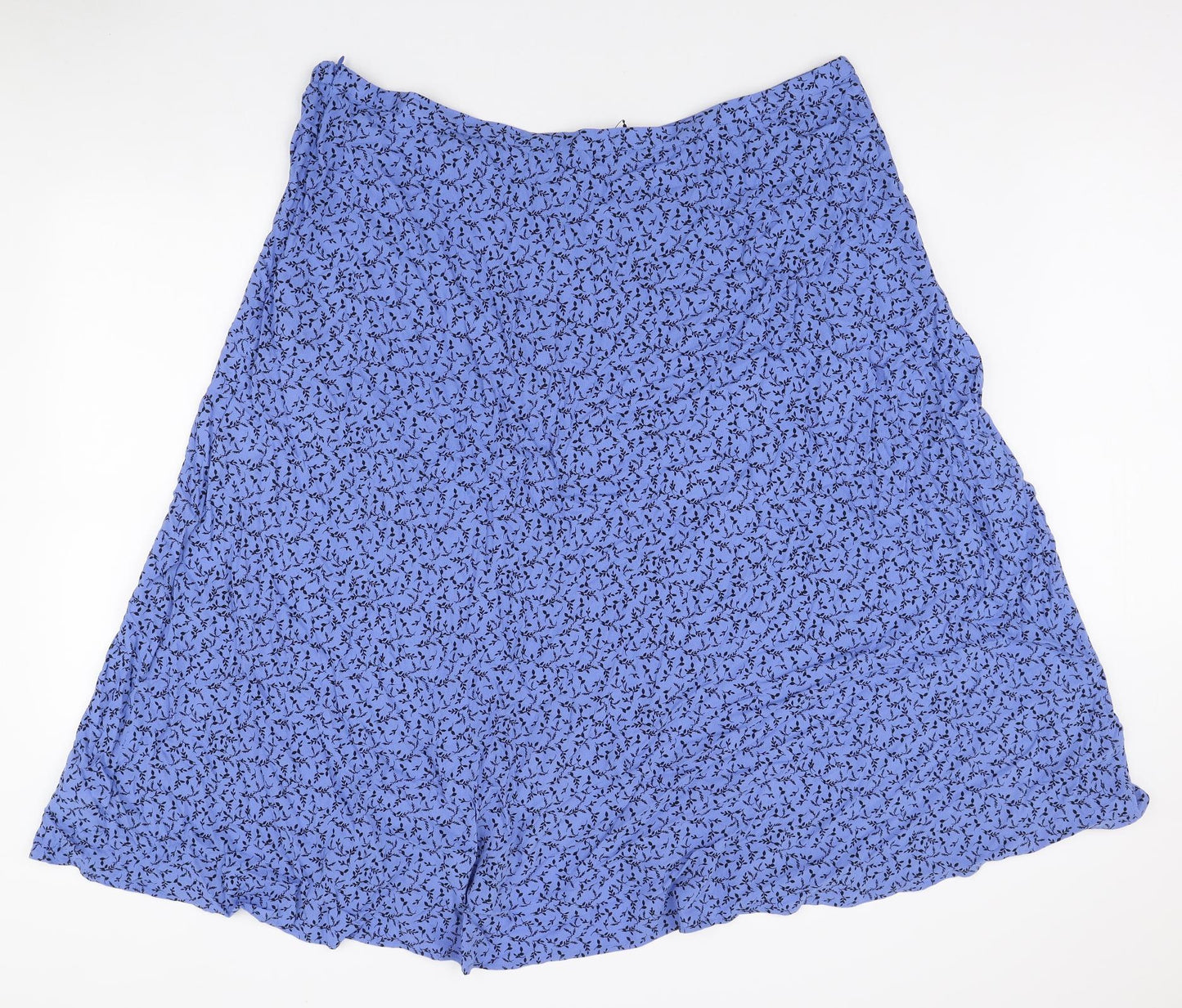 Marks and Spencer Womens Blue Floral Viscose Wrap Skirt Size 24 Zip