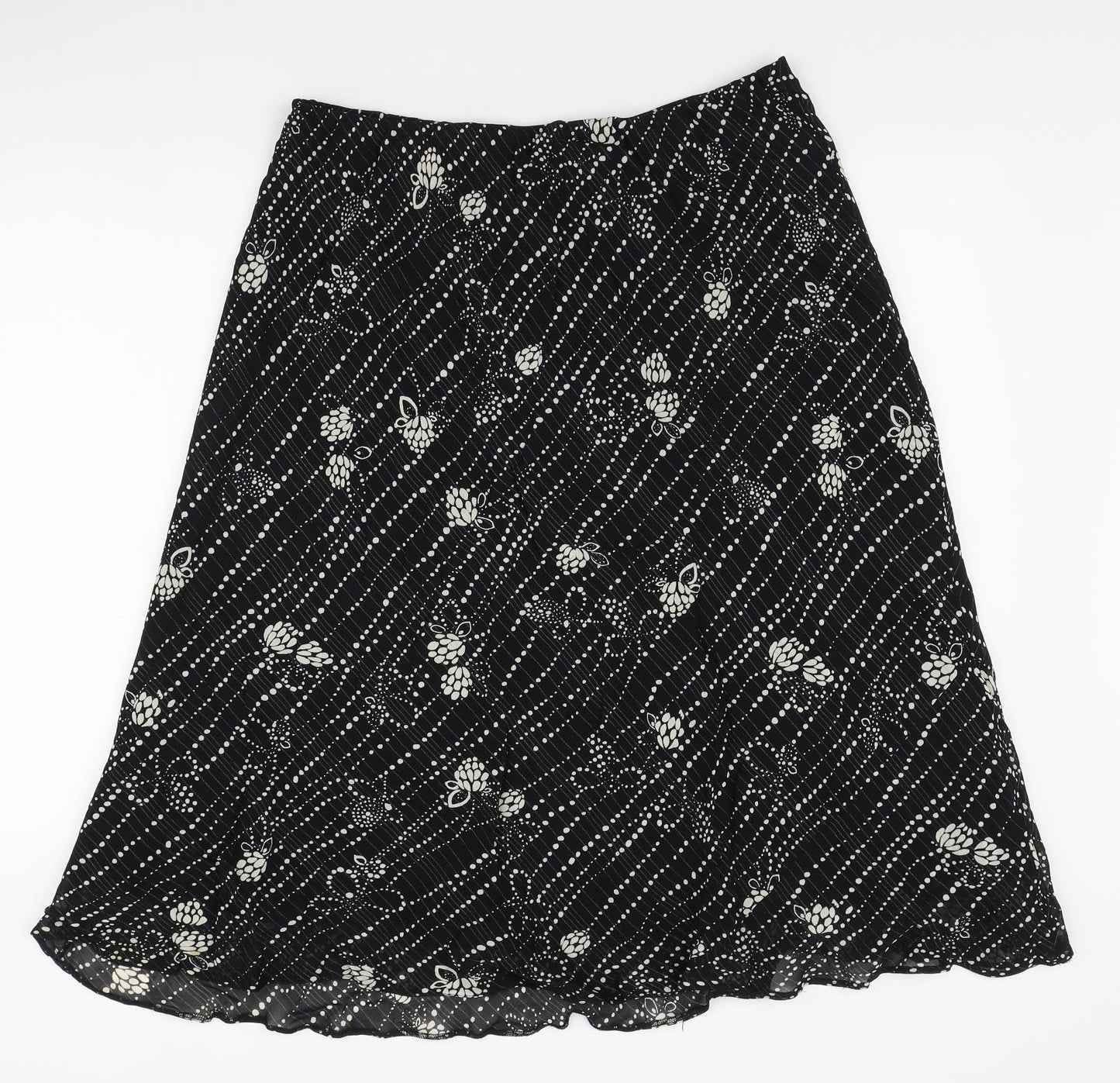 Berkertex Womens Black Striped Polyester A-Line Skirt Size 18