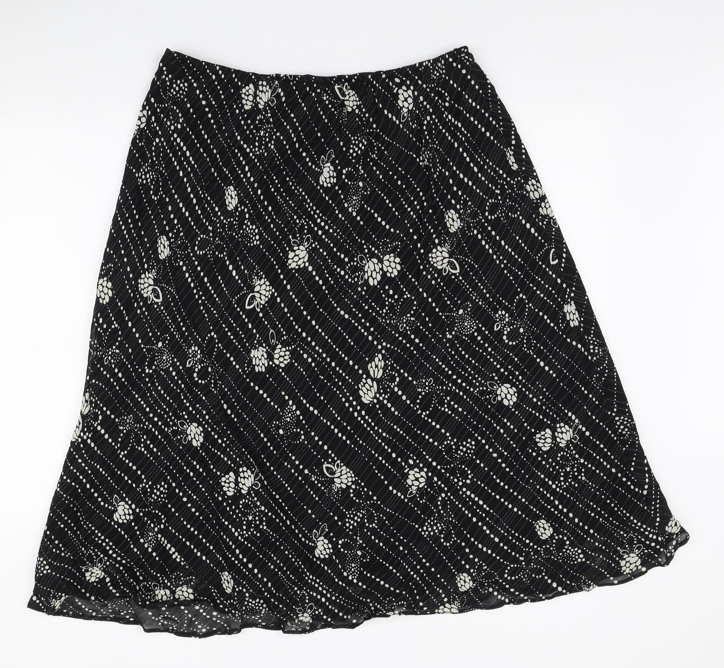 Berkertex Womens Black Striped Polyester A-Line Skirt Size 18