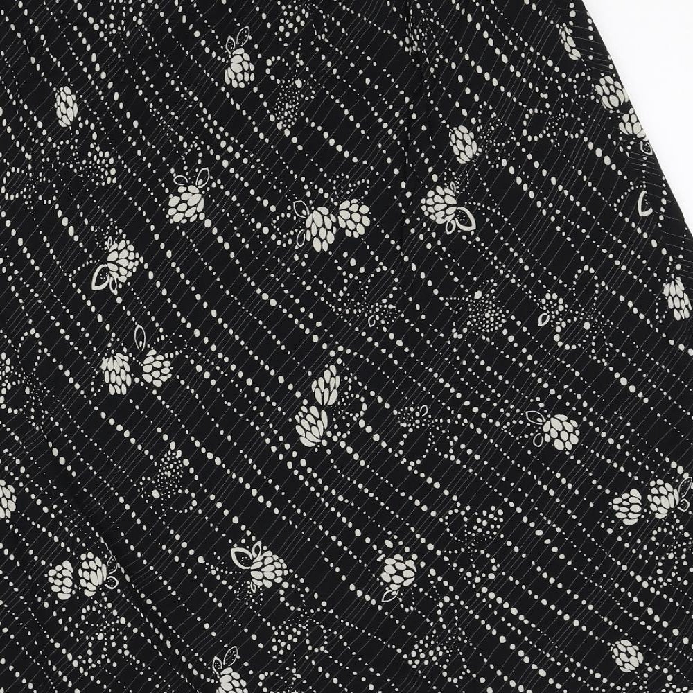 Berkertex Womens Black Striped Polyester A-Line Skirt Size 18