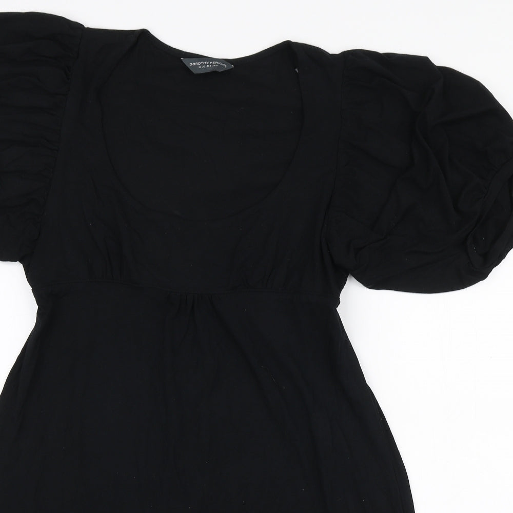 Dorothy Perkins Womens Black Viscose A-Line Size 12 Scoop Neck Pullover