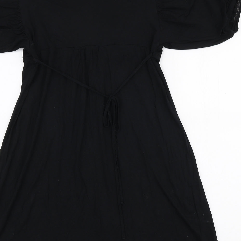 Dorothy Perkins Womens Black Viscose A-Line Size 12 Scoop Neck Pullover