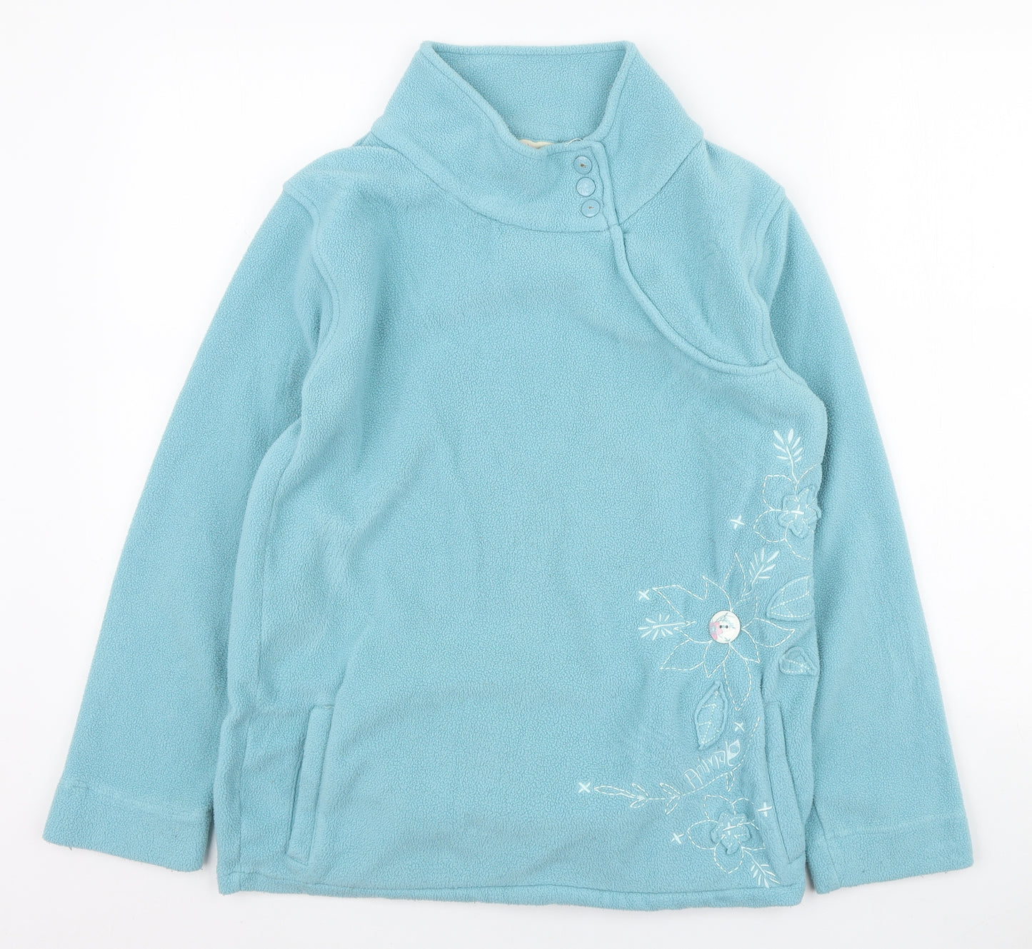 Animal Womens Blue Polyester Pullover Sweatshirt Size 16 Pullover - Embroidered Flowers