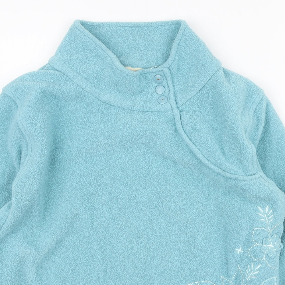 Animal Womens Blue Polyester Pullover Sweatshirt Size 16 Pullover - Embroidered Flowers