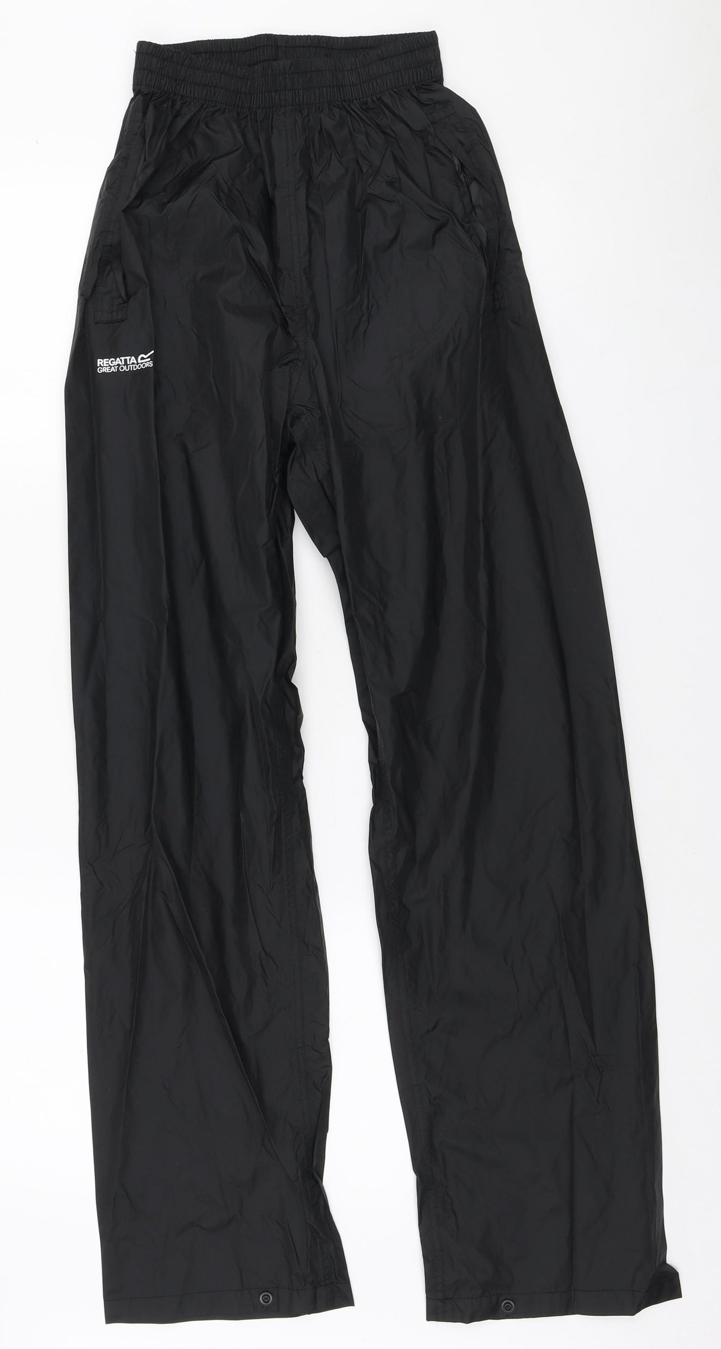 Regatta Womens Black Polyamide Rain Trousers Trousers Size XS L30 in Regular