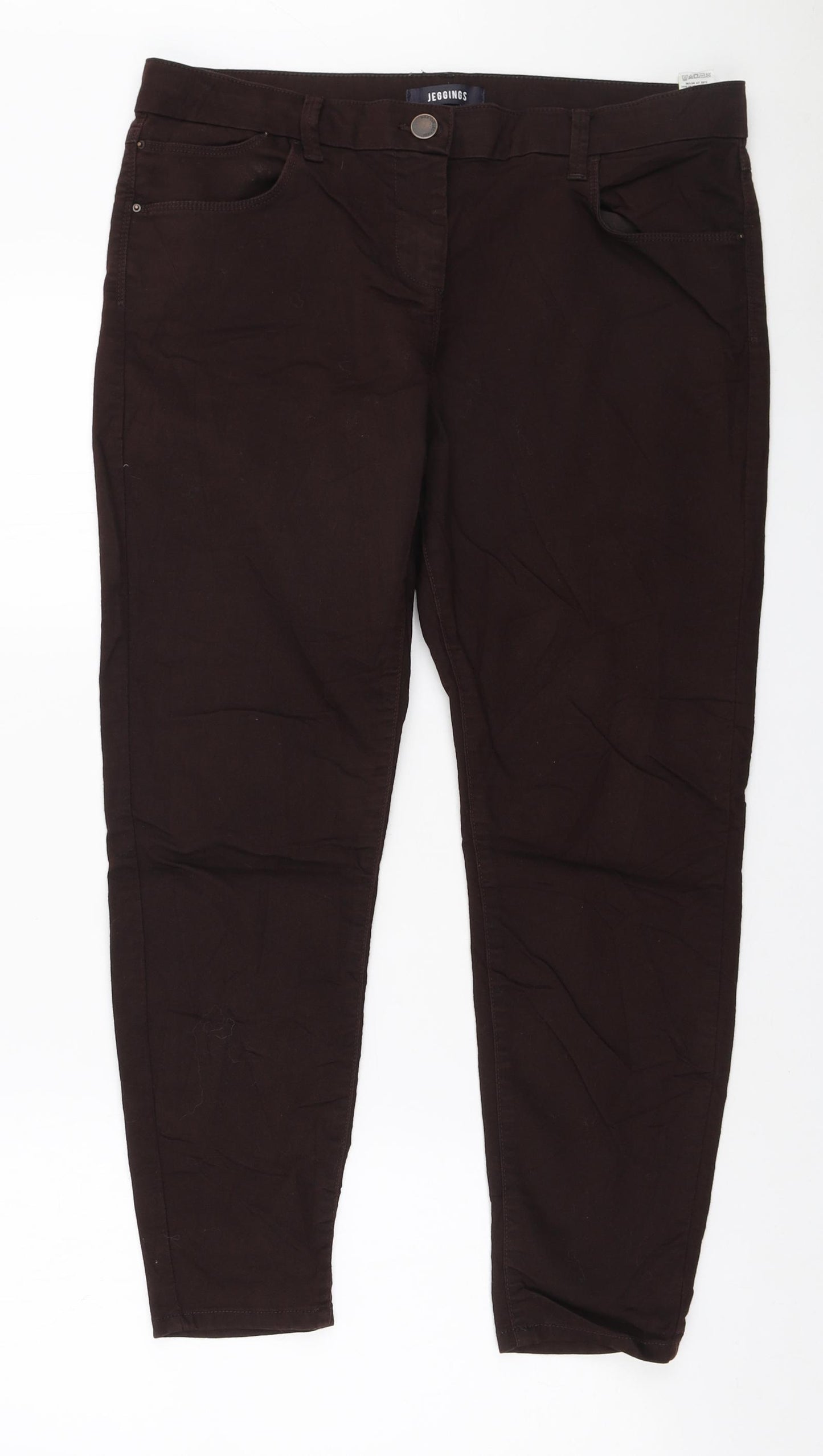 Marks and Spencer Womens Brown Polyester Jegging Jeans Size 16 L27 in Regular Zip