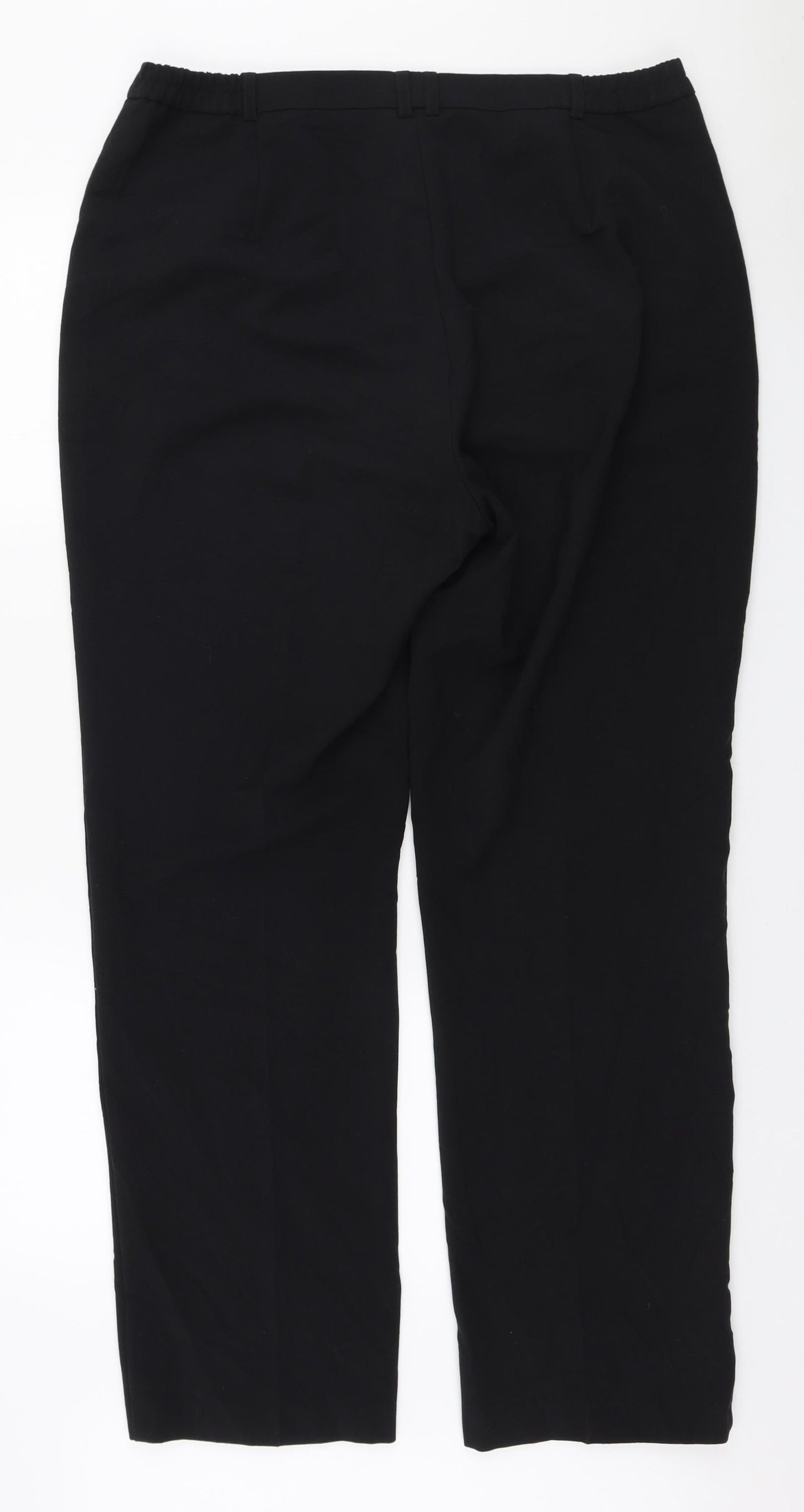 Marks and Spencer Womens Black Polyester Trousers Size 16 L31 in Regular Zip