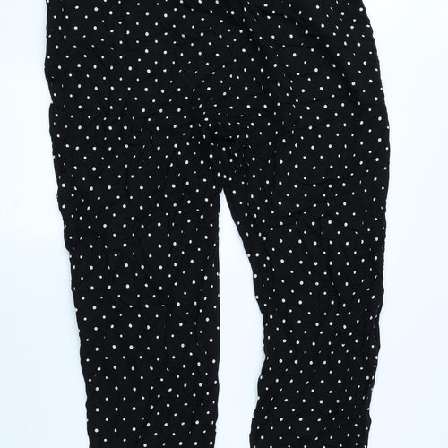 NEXT Womens Black Polka Dot Polyester Cropped Trousers Size 16 L20.5 in Regular