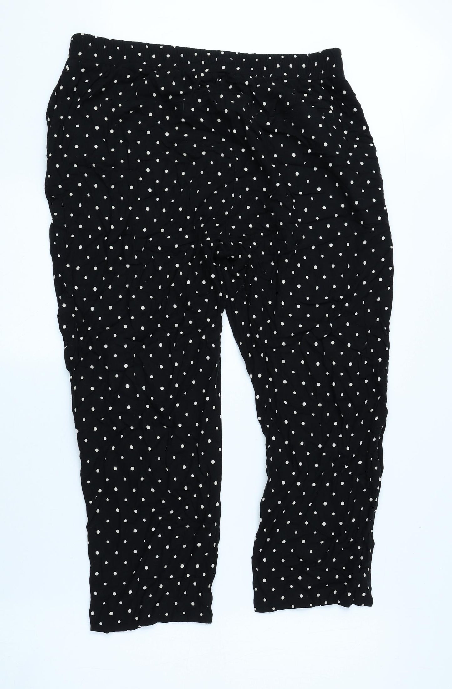 NEXT Womens Black Polka Dot Polyester Cropped Trousers Size 16 L20.5 in Regular