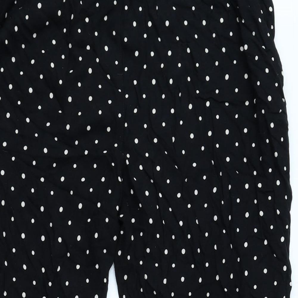 NEXT Womens Black Polka Dot Polyester Cropped Trousers Size 16 L20.5 in Regular