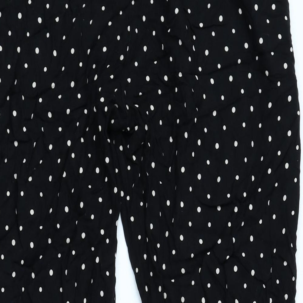 NEXT Womens Black Polka Dot Polyester Cropped Trousers Size 16 L20.5 in Regular