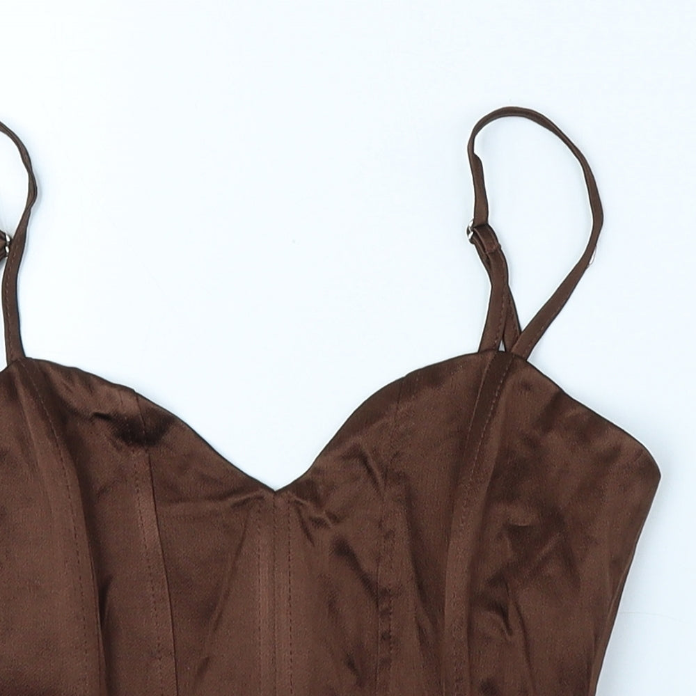 Zara Womens Brown Polyester Camisole Tank Size XS Sweetheart - Corset