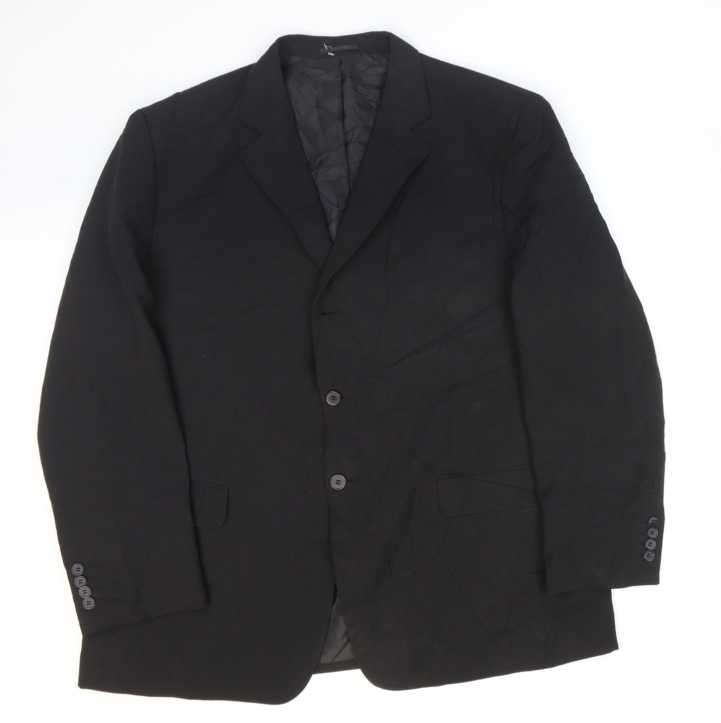 George Mens Black Polyester Jacket Suit Jacket Size 46