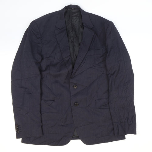 SIR of Sweden Mens Blue Striped Wool Jacket Suit Jacket Size 42