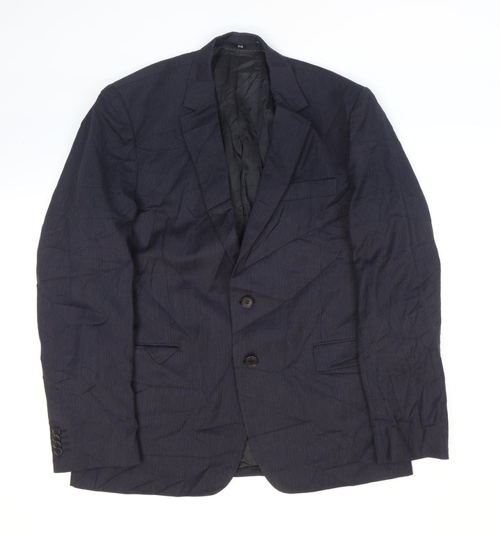 SIR of Sweden Mens Blue Striped Wool Jacket Suit Jacket Size 42