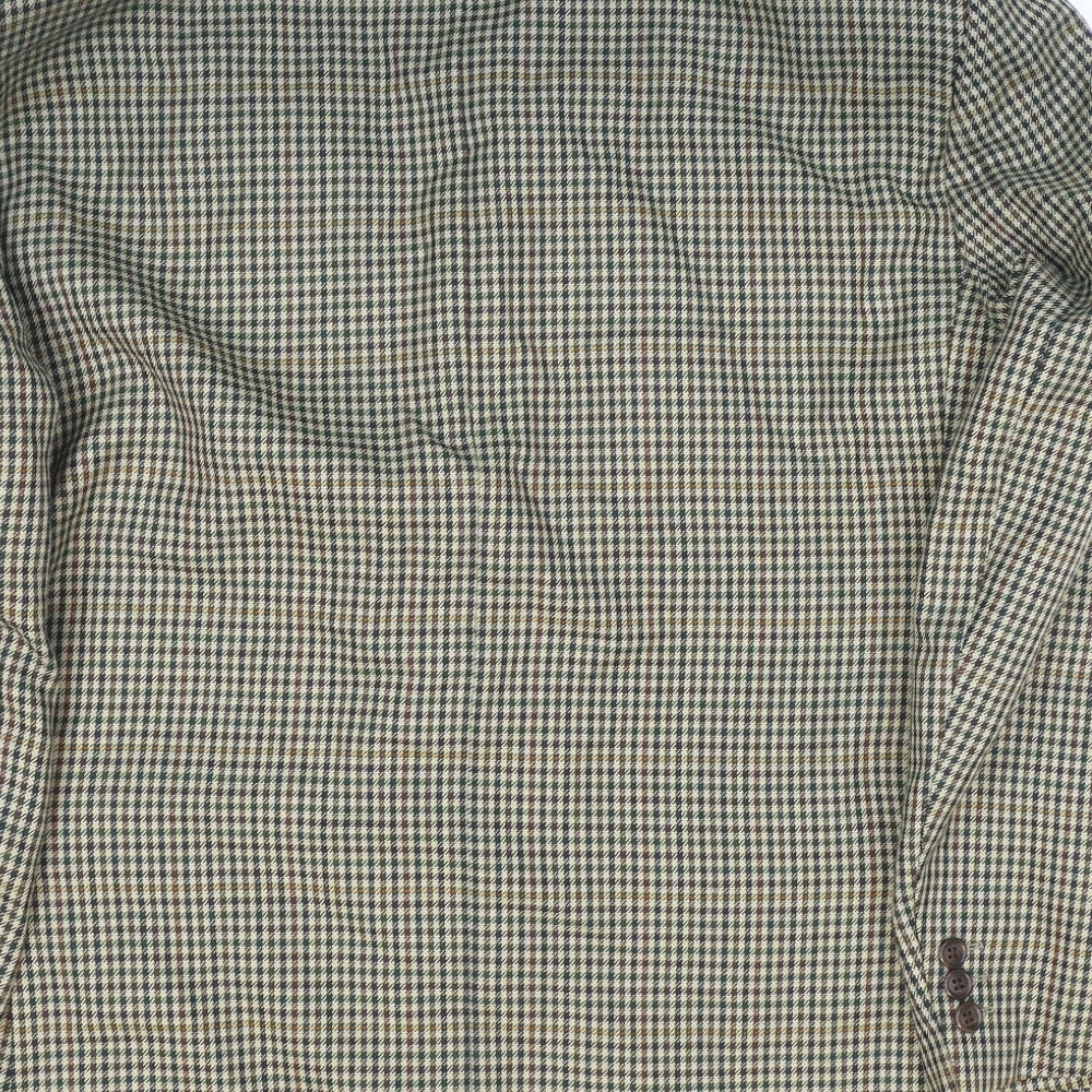Brook Taverner Mens Brown Plaid Polyester Jacket Suit Jacket Size 44