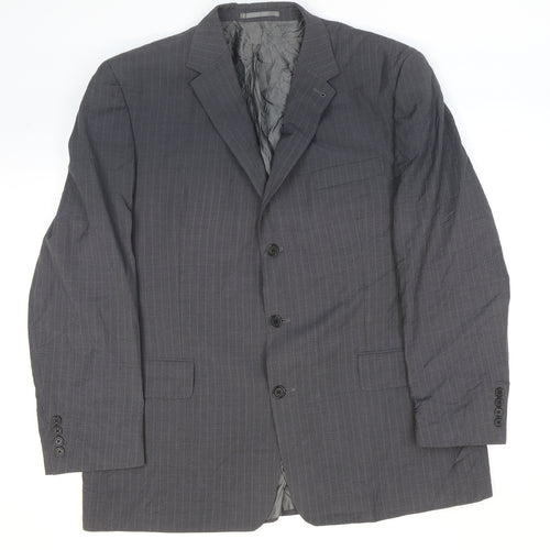 NEXT Mens Grey Striped Polyester Jacket Suit Jacket Size 46