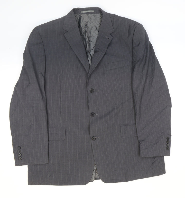 NEXT Mens Grey Striped Polyester Jacket Suit Jacket Size 46