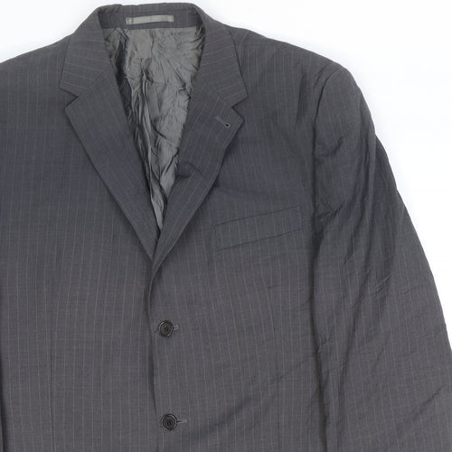 NEXT Mens Grey Striped Polyester Jacket Suit Jacket Size 46