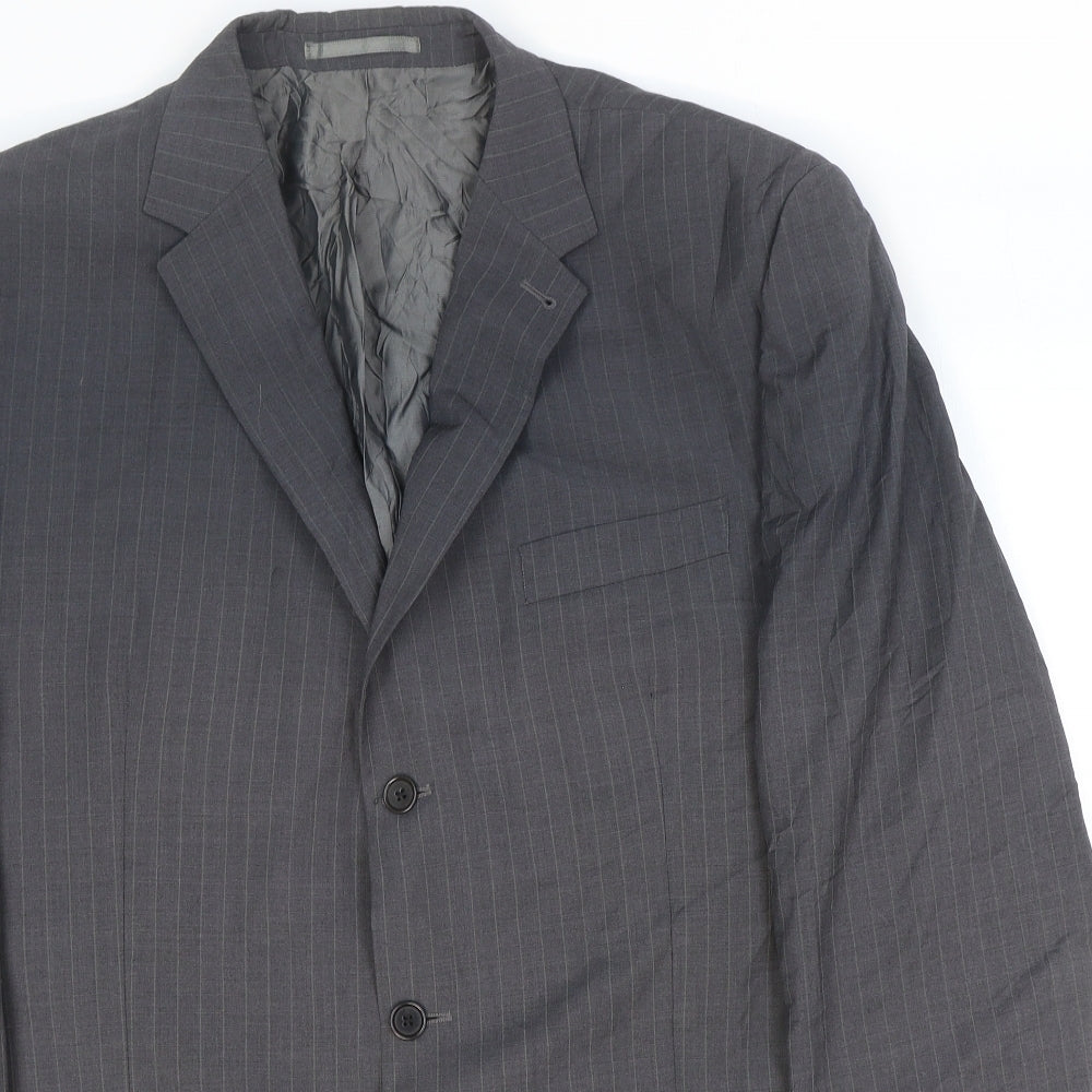 NEXT Mens Grey Striped Polyester Jacket Suit Jacket Size 46