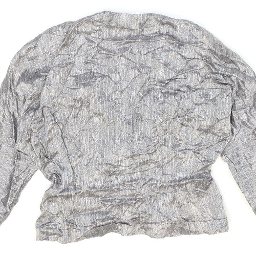 Miss Selfridge Womens Silver Geometric Acetate Wrap Blouse Size 14 V-Neck