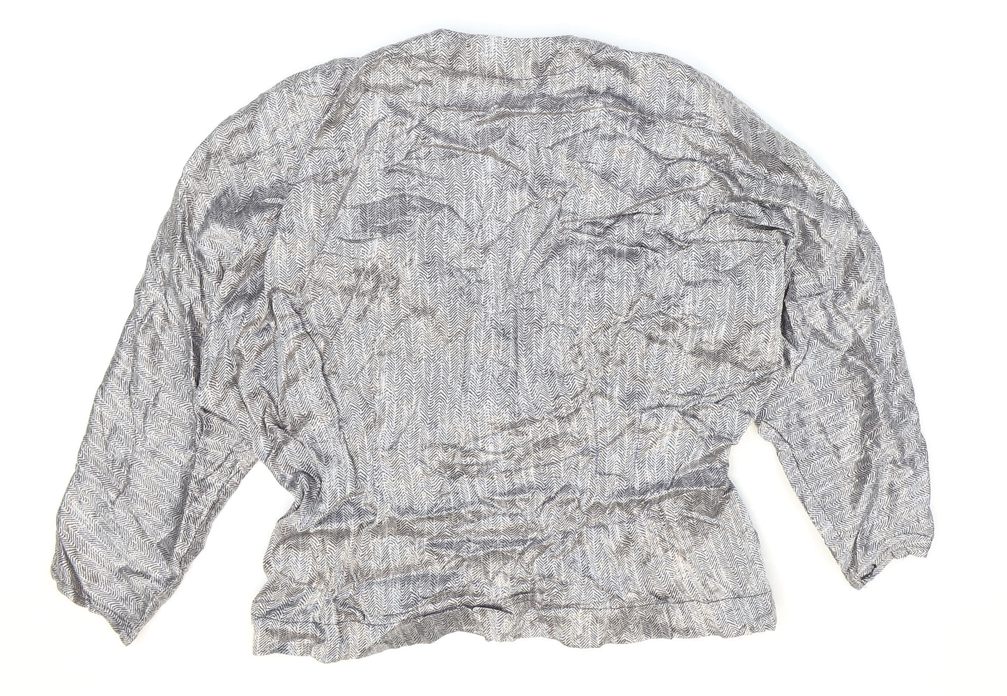 Miss Selfridge Womens Silver Geometric Acetate Wrap Blouse Size 14 V-Neck
