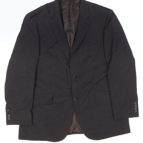 Tom English Mens Black Striped Polyester Jacket Suit Jacket Size 42