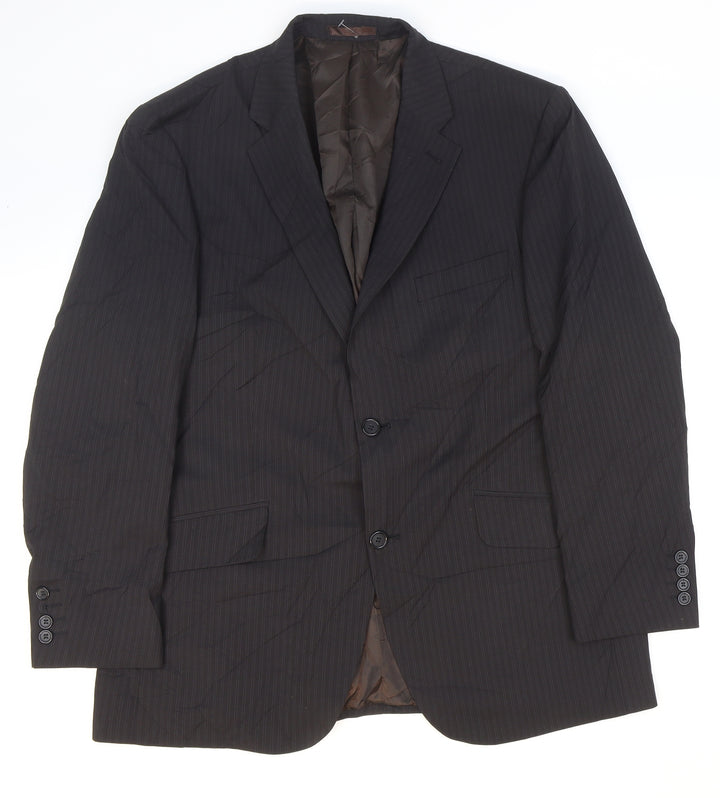 Tom English Mens Black Striped Polyester Jacket Suit Jacket Size 42