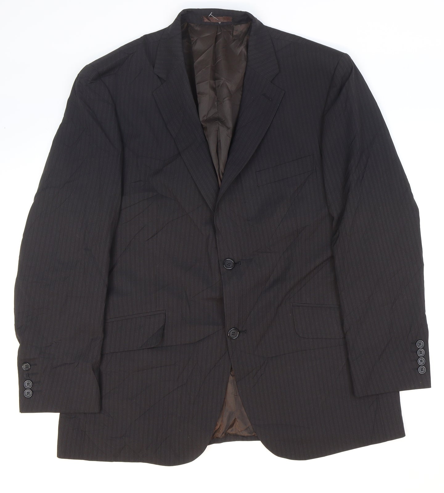 Tom English Mens Black Striped Polyester Jacket Suit Jacket Size 42