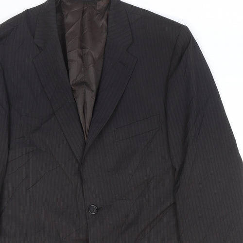 Tom English Mens Black Striped Polyester Jacket Suit Jacket Size 42