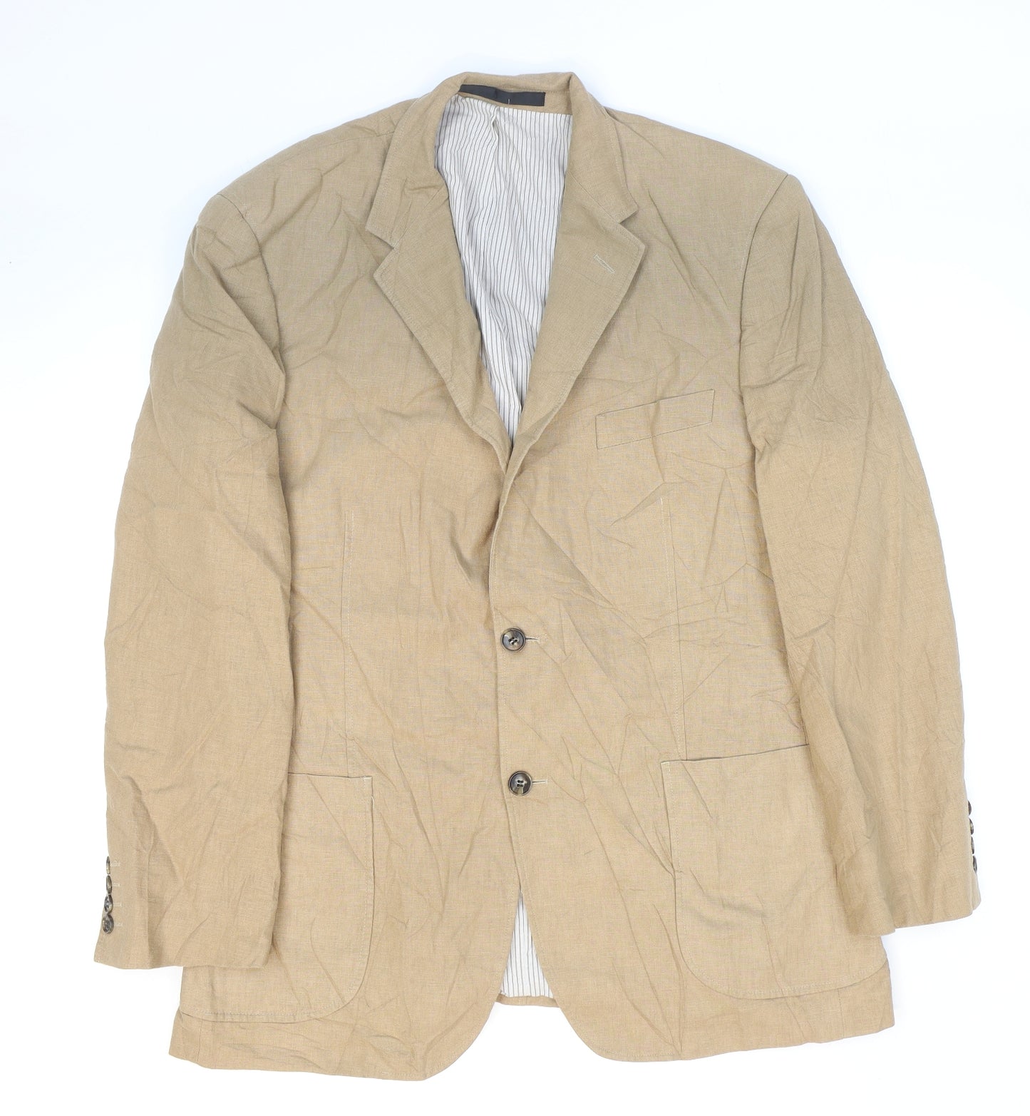 Marks and Spencer Mens Beige Linen Jacket Suit Jacket Size 42