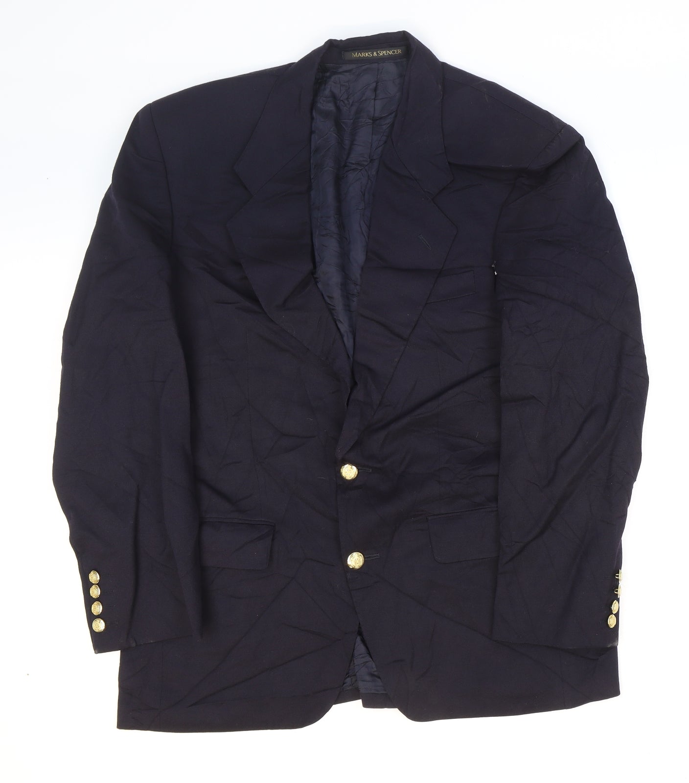 Marks and Spencer Mens Blue Wool Jacket Suit Jacket Size 46