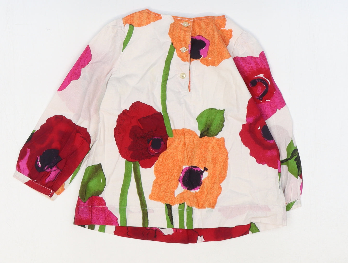 Gap Girls White Floral 100% Cotton Shift Size 2 Years Square Neck Button