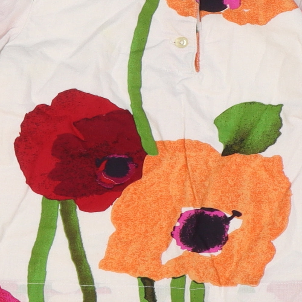 Gap Girls White Floral 100% Cotton Shift Size 2 Years Square Neck Button