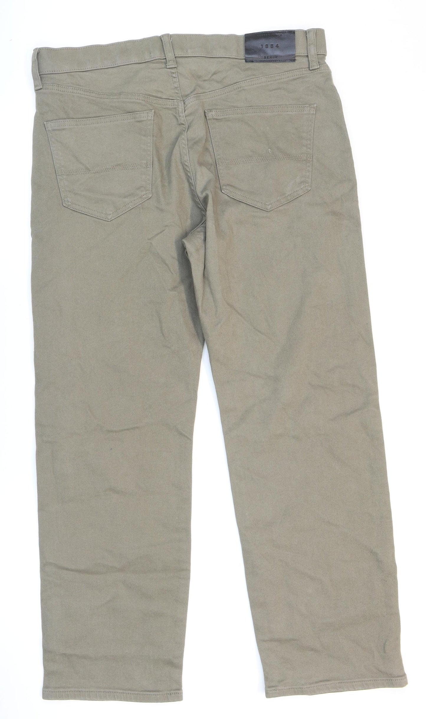 Marks and Spencer Mens Grey Cotton Straight Jeans Size 34 in L29 in Regular Zip