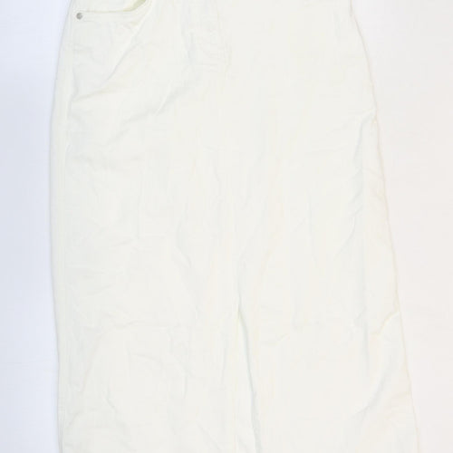 Marks and Spencer Womens White Cotton Straight & Pencil Skirt Size 10 Zip