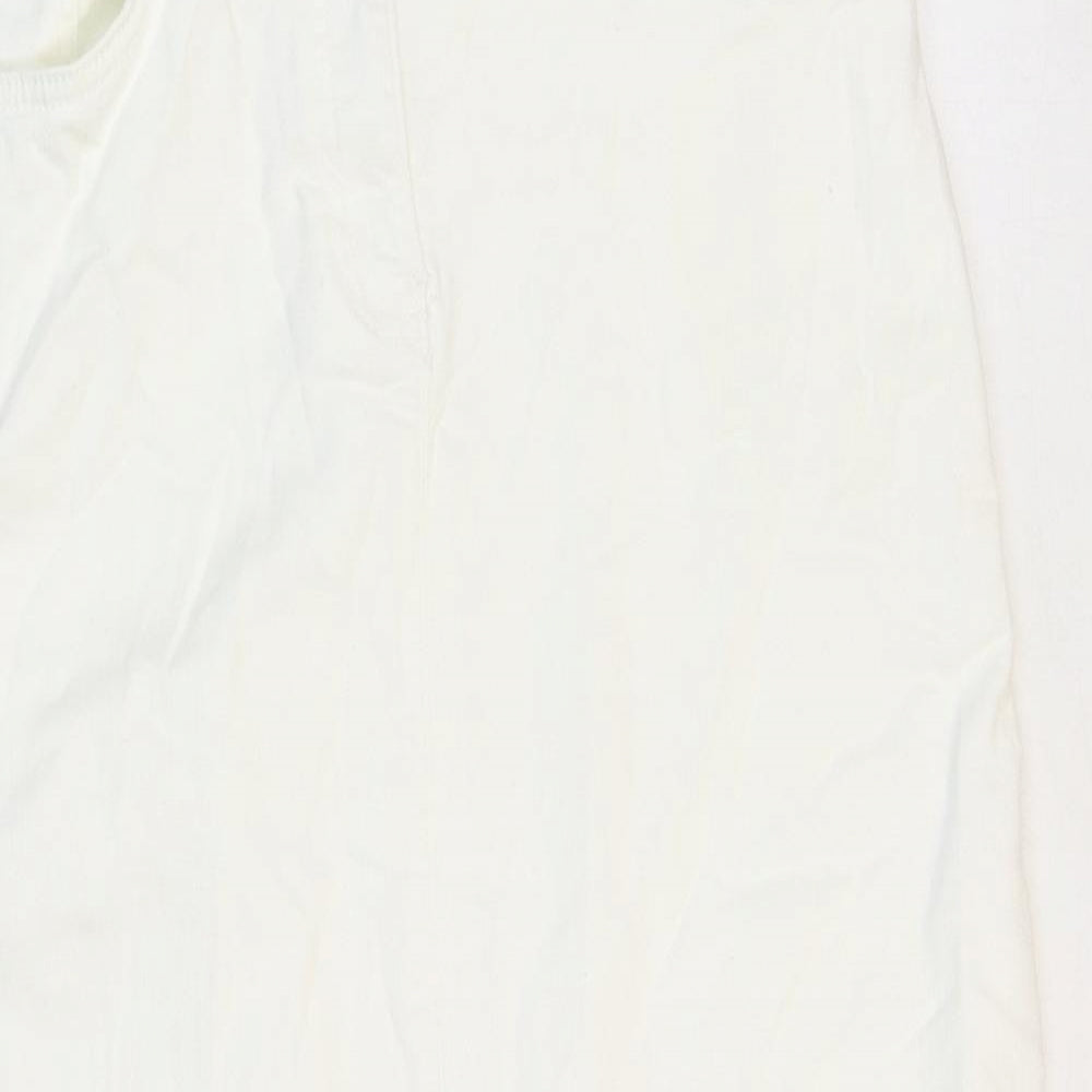 Marks and Spencer Womens White Cotton Straight & Pencil Skirt Size 10 Zip