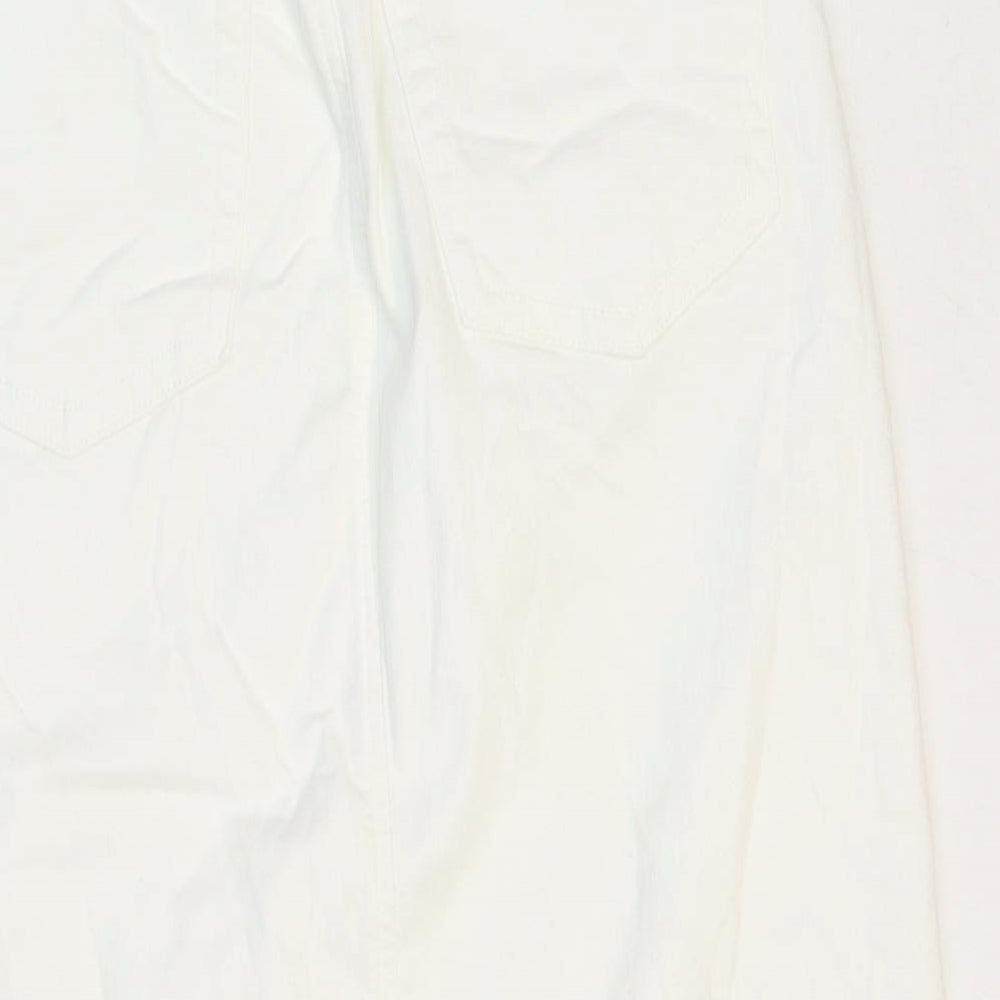 Marks and Spencer Womens White Cotton Straight & Pencil Skirt Size 10 Zip