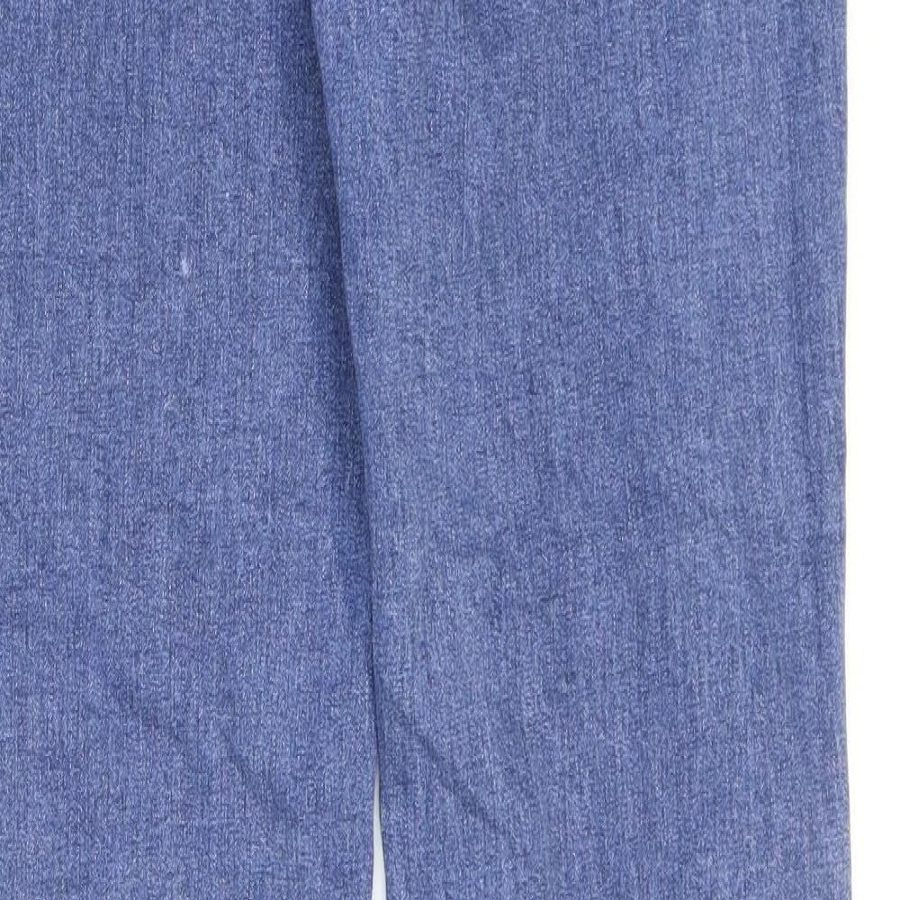 SheIn Womens Blue Cotton Flared Jeans Size L L33 in Regular Zip - Hearts