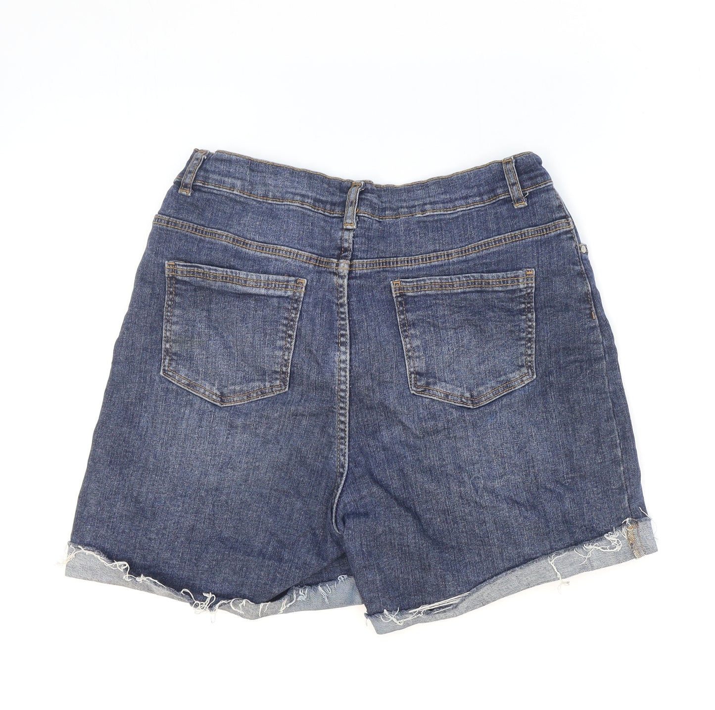 Primark Girls Blue Cotton Boyfriend Shorts Size 14-15 Years Regular Zip - Distressed Look