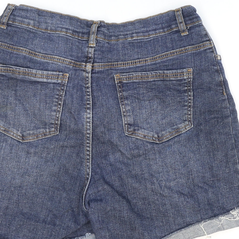 Primark Girls Blue Cotton Boyfriend Shorts Size 14-15 Years Regular Zip - Distressed Look