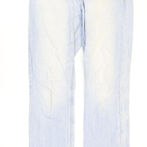 Industrialize Mens Blue Cotton Straight Jeans Size 34 in L33 in Regular Zip