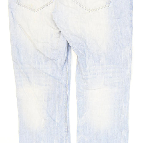 Industrialize Mens Blue Cotton Straight Jeans Size 34 in L33 in Regular Zip